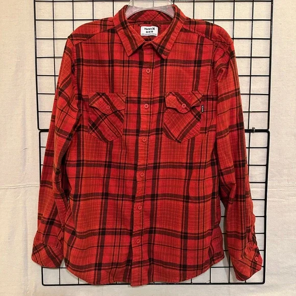 Hurley Men's Plaid Button Down Shirt - Picture 1 of 6